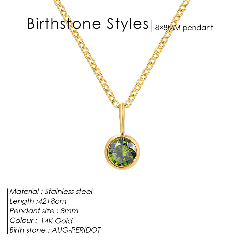 Birthstone Pendant Necklace – Colorful Rhinestone Jewelry by Month