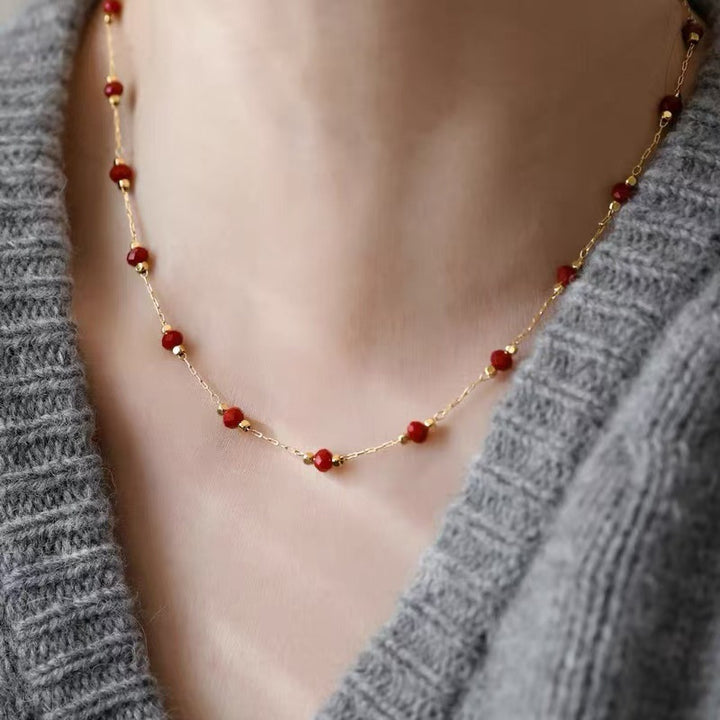 Red Spinel Bead Necklace