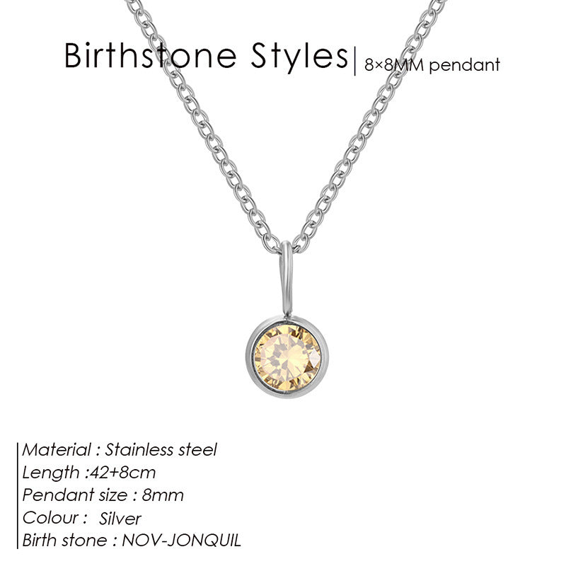 Birthstone Pendant Necklace – Colorful Rhinestone Jewelry by Month