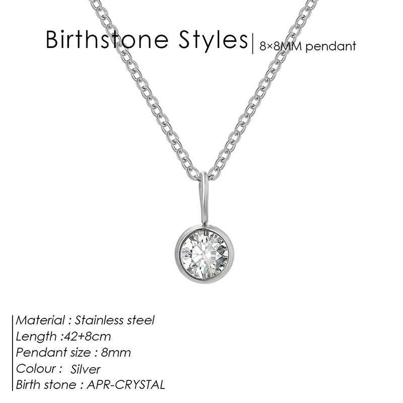 Birthstone Pendant Necklace – Colorful Rhinestone Jewelry by Month