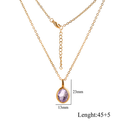 Oval Gem Clavicle Necklace