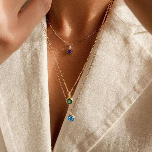 Birthstone Pendant Necklace – Colorful Rhinestone Jewelry by Month
