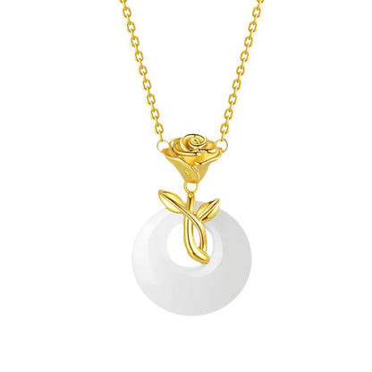 Jade Rose Pendant Necklace