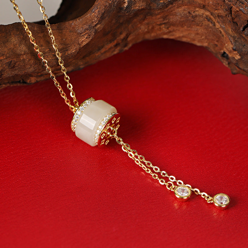 Jade Tassel Pendant Necklace