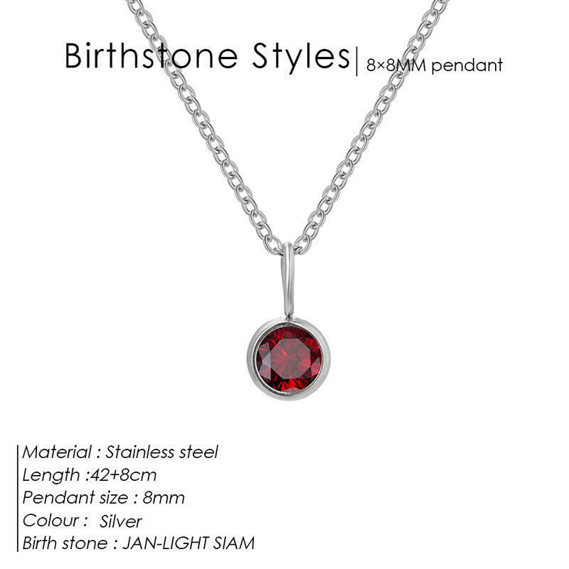 Birthstone Pendant Necklace – Colorful Rhinestone Jewelry by Month