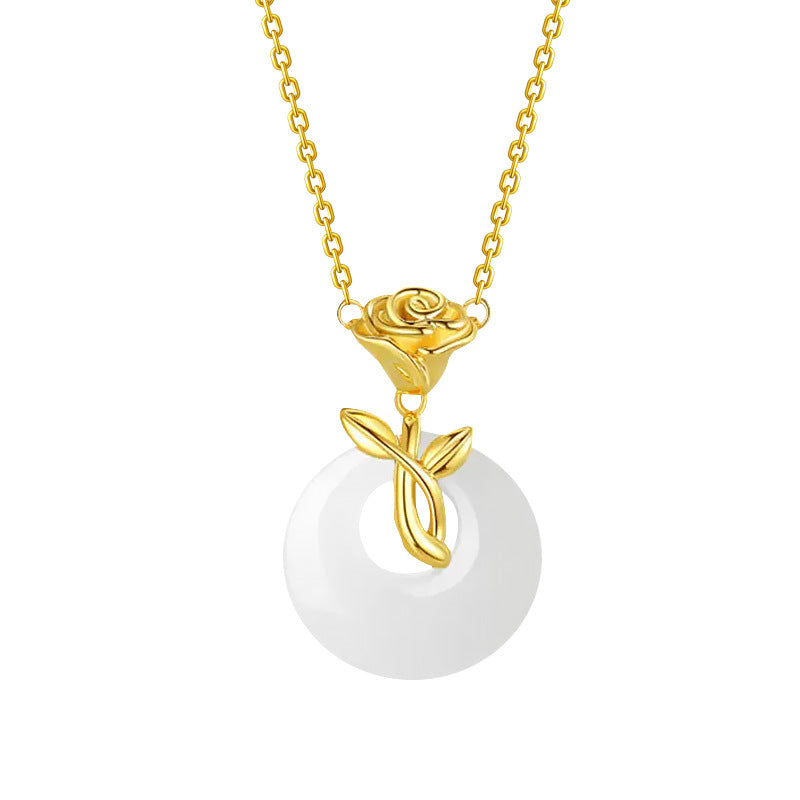 Jade Rose Pendant Necklace