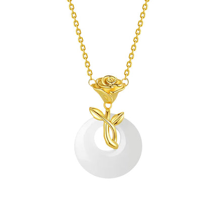 Jade Rose Pendant Necklace
