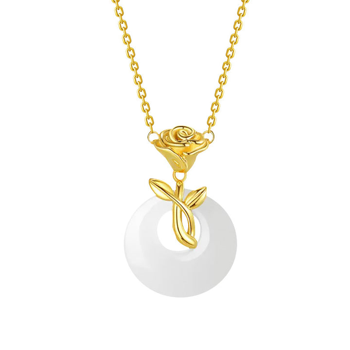 Jade Rose Pendant Necklace