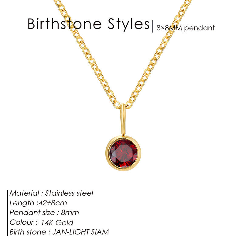 Birthstone Pendant Necklace – Colorful Rhinestone Jewelry by Month