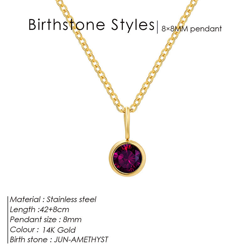 Birthstone Pendant Necklace – Colorful Rhinestone Jewelry by Month