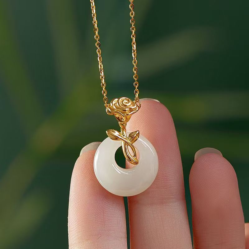 Jade Rose Pendant Necklace