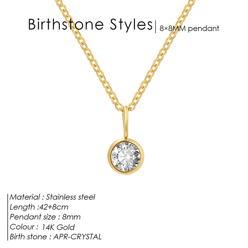 Birthstone Pendant Necklace – Colorful Rhinestone Jewelry by Month