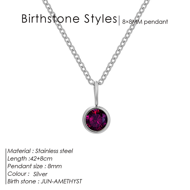 Birthstone Pendant Necklace – Colorful Rhinestone Jewelry by Month