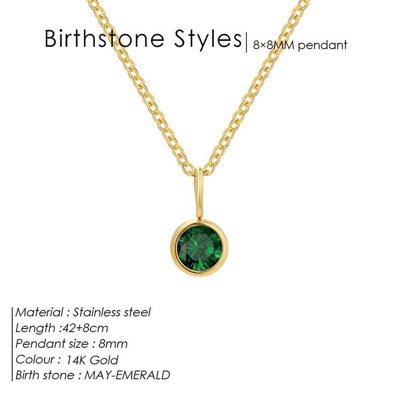 Birthstone Pendant Necklace – Colorful Rhinestone Jewelry by Month