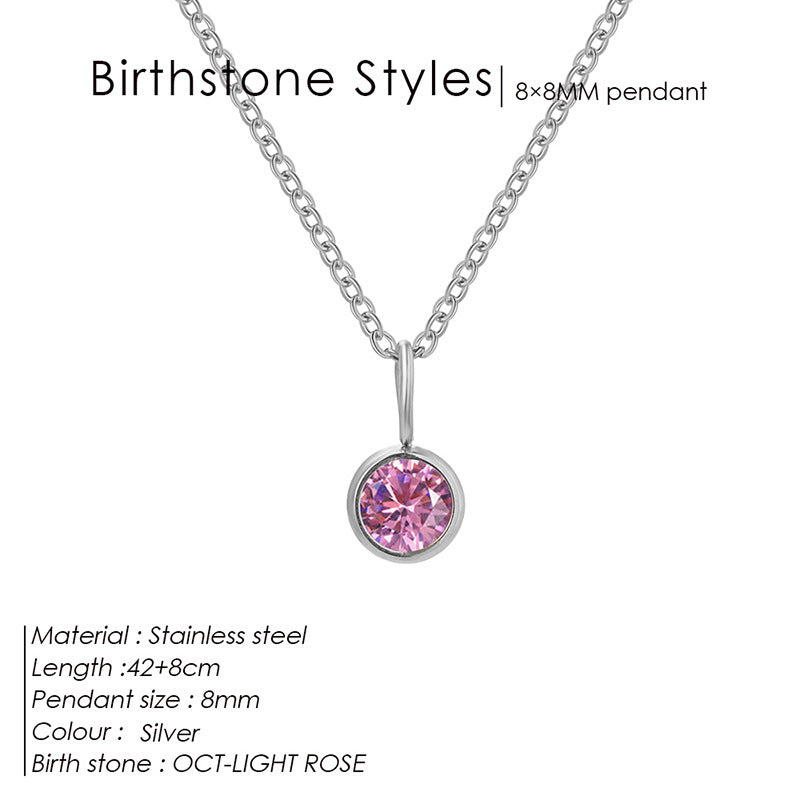 Birthstone Pendant Necklace – Colorful Rhinestone Jewelry by Month