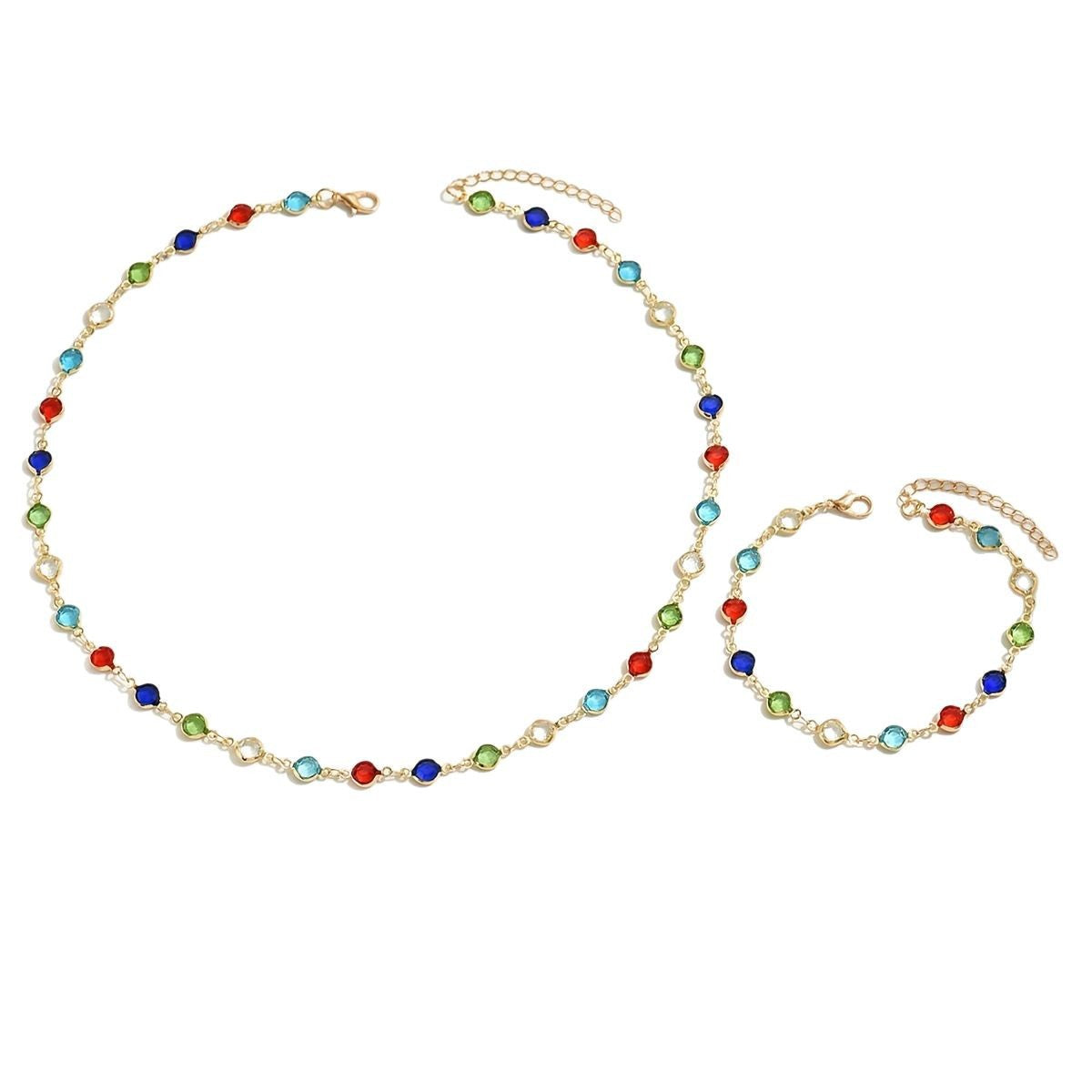 Color Crystal Necklace & Bracelet Set