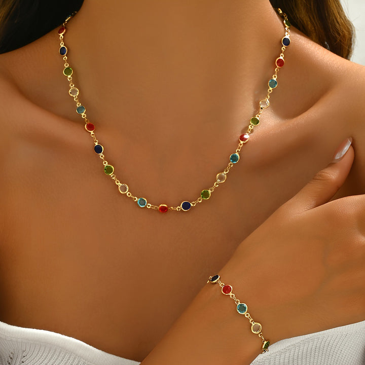Color Crystal Necklace & Bracelet Set