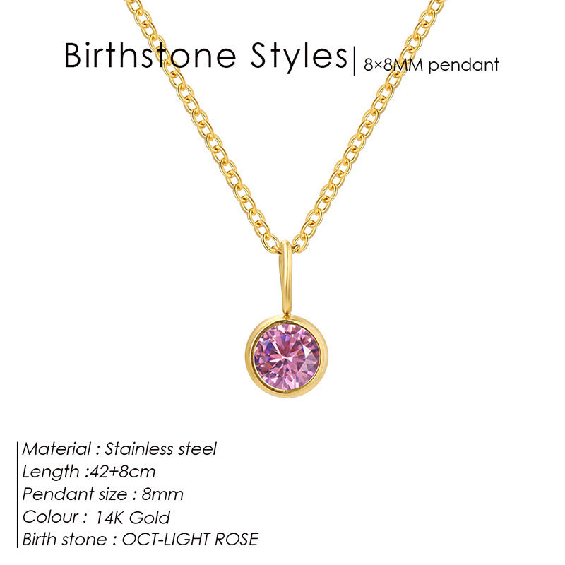 Birthstone Pendant Necklace – Colorful Rhinestone Jewelry by Month