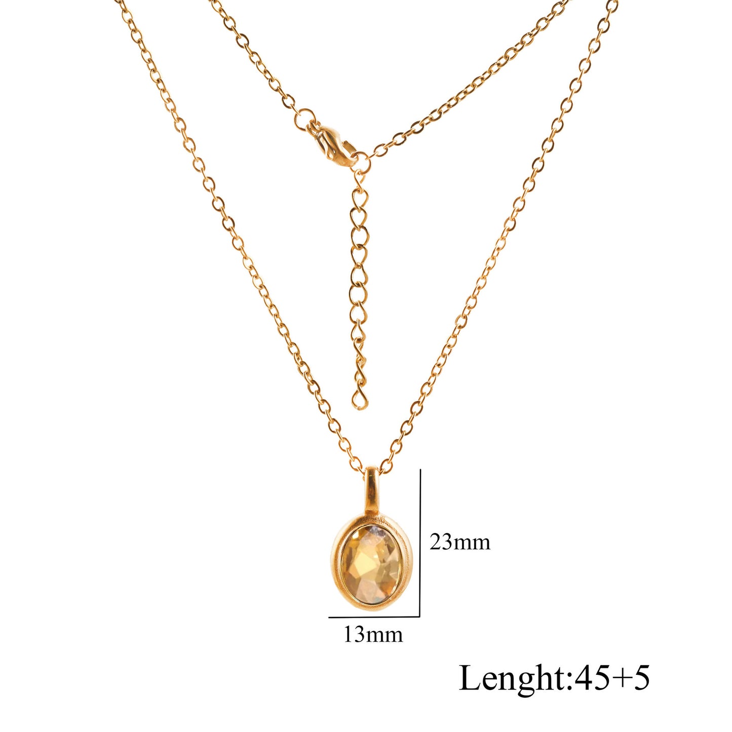 Oval Gem Clavicle Necklace