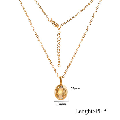 Oval Gem Clavicle Necklace