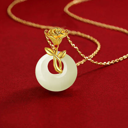 Jade Rose Pendant Necklace