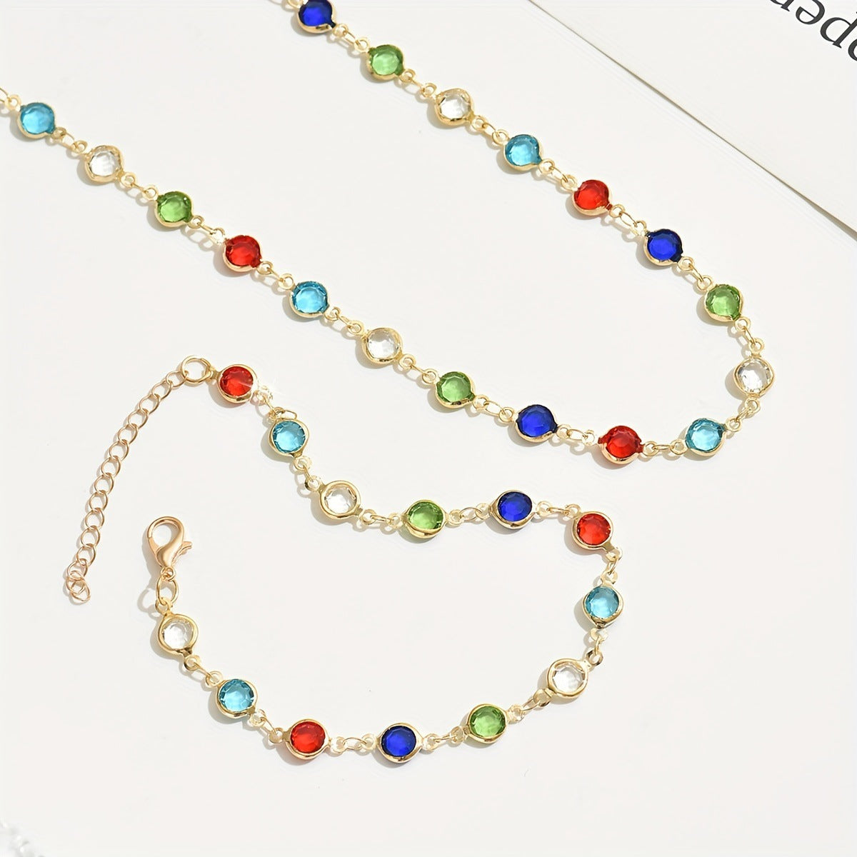 Color Crystal Necklace & Bracelet Set