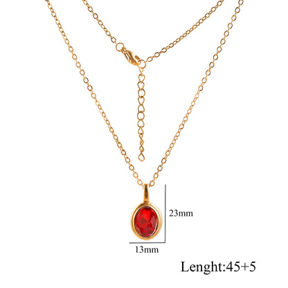 Oval Gem Clavicle Necklace