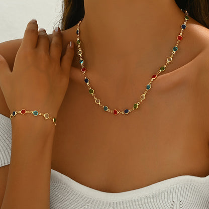Color Crystal Necklace & Bracelet Set