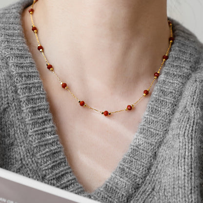 Red Spinel Bead Necklace