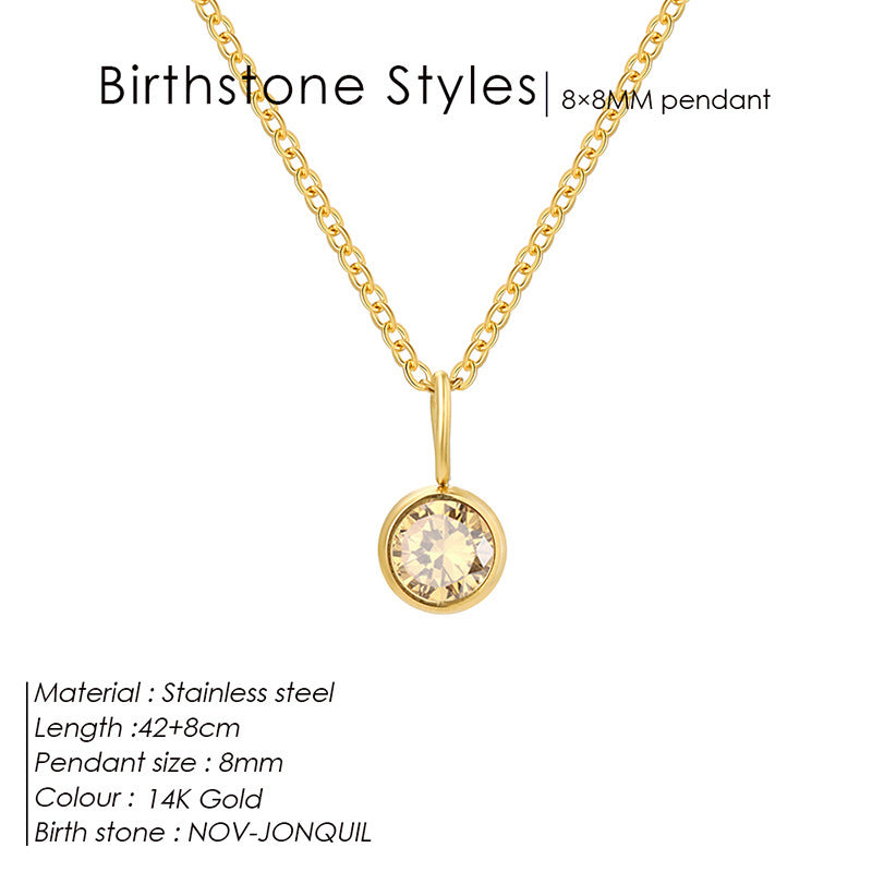 Birthstone Pendant Necklace – Colorful Rhinestone Jewelry by Month