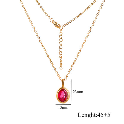 Oval Gem Clavicle Necklace