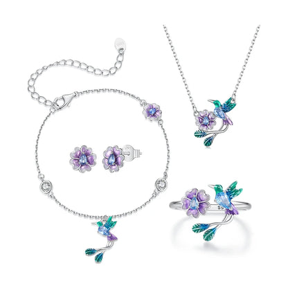 Purple Flower Jewelry Set