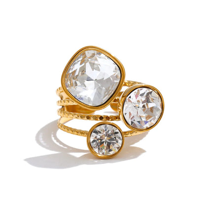 Color Crystal Adjustable Ring
