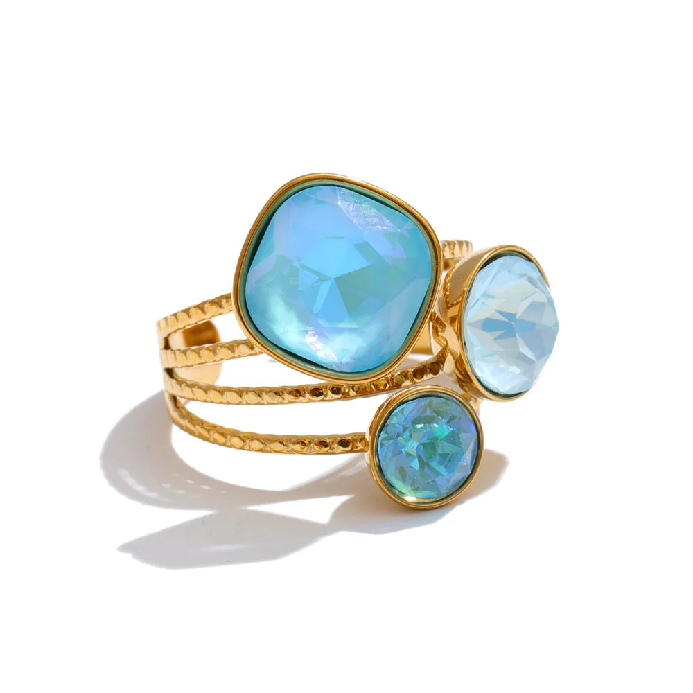 Color Crystal Adjustable Ring