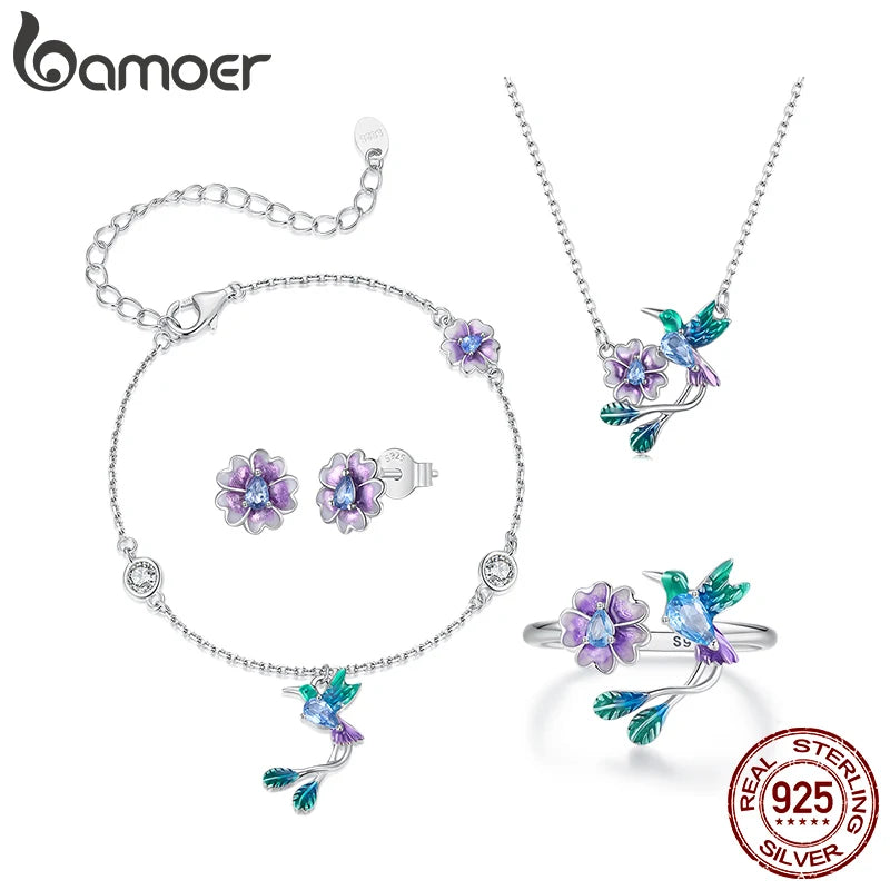 Purple Flower Jewelry Set