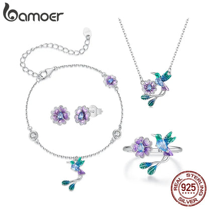 Purple Flower Jewelry Set
