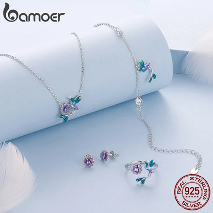 Purple Flower Jewelry Set