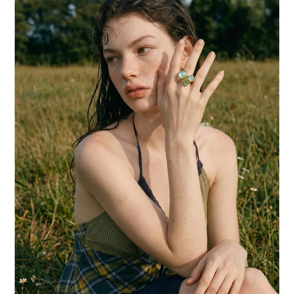 Color Crystal Adjustable Ring
