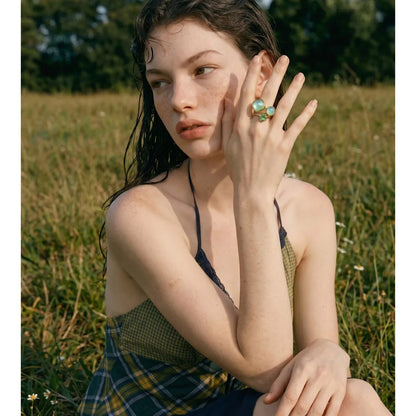 Color Crystal Adjustable Ring