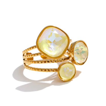 Color Crystal Adjustable Ring