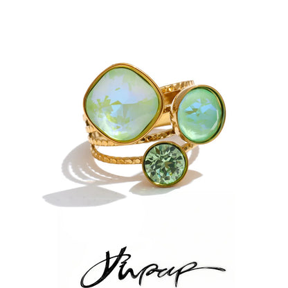 Color Crystal Adjustable Ring