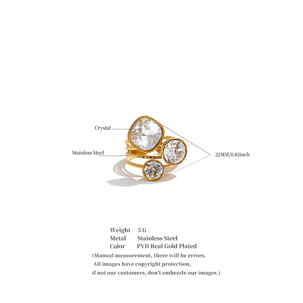 Color Crystal Adjustable Ring