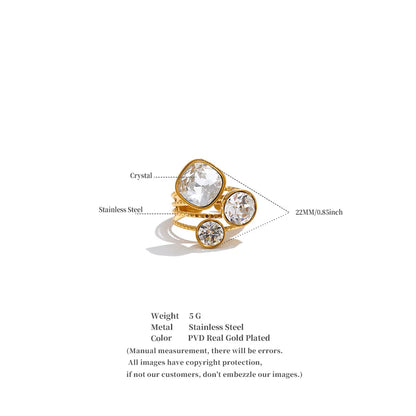 Color Crystal Adjustable Ring