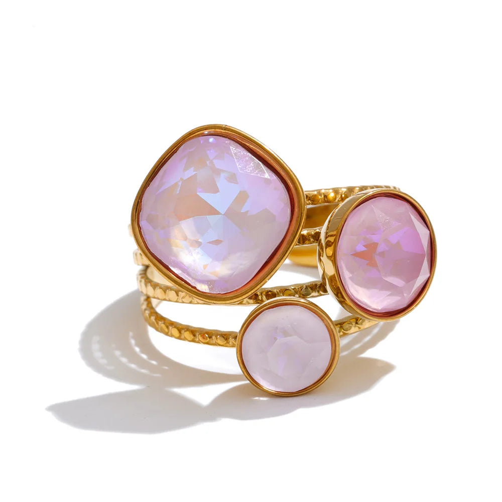 Color Crystal Adjustable Ring