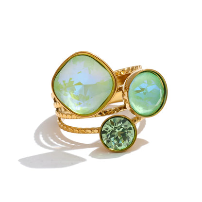 Color Crystal Adjustable Ring