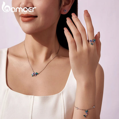 Purple Flower Jewelry Set