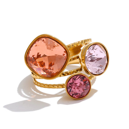 Color Crystal Adjustable Ring