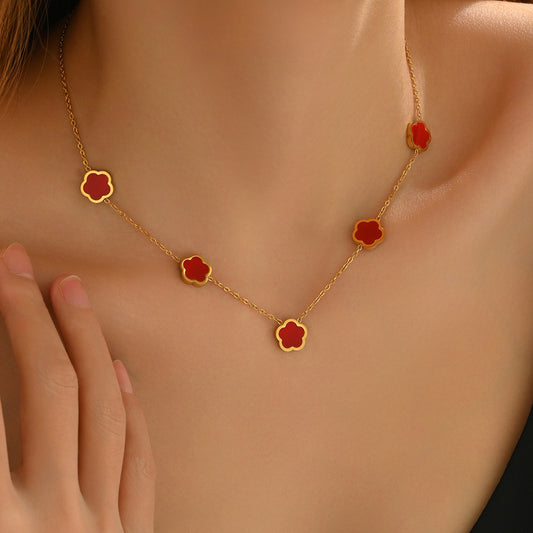 18K Gold Plated Five Leaf Clover Necklace – Elegant Hypoallergenic Jewelry