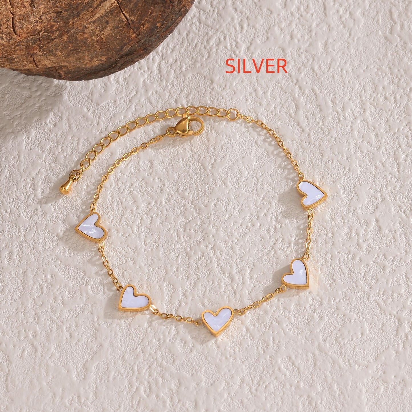 Stainless Steel Love Heart Bracelet – Minimalist Dripping Charm, Adjustable Chain, Elegant Gift for Women