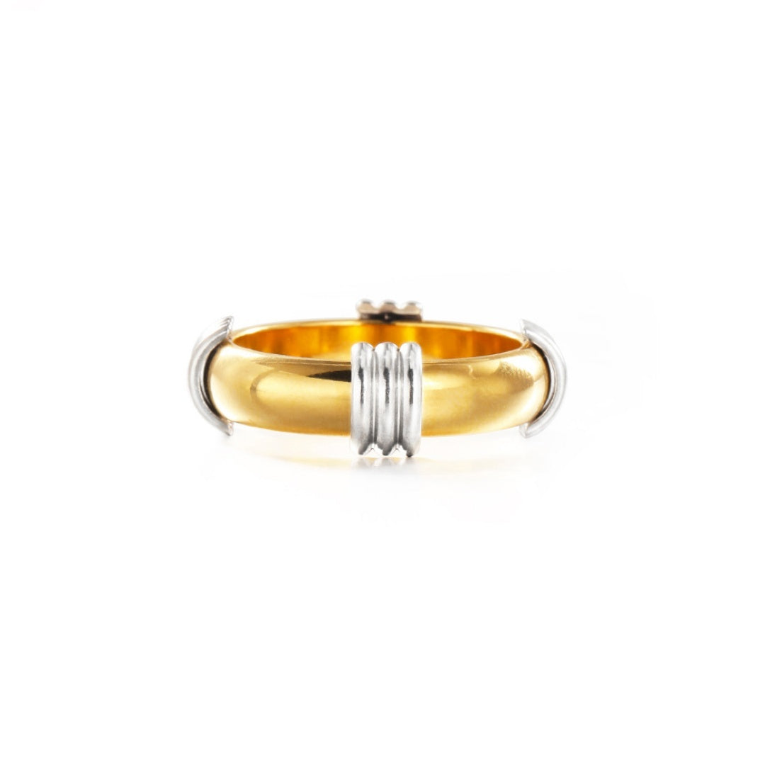 Female Punk Room Gold Ring Inlaid With Titanium Steel Ring
